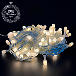 Светодиодная гирлянда нить «Жемчуг» (100LED, 10м., белый пвх, коннектор) теплый белый