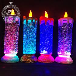 Светодиодная свеча «Романтик» (25см, RGB подсветка, водоворот блестки, USB, 3хААА)