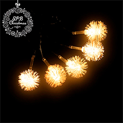 Светодиодная гирлянда с насадками «Пушистые снежинки» (100LED, 8м) теплый белый