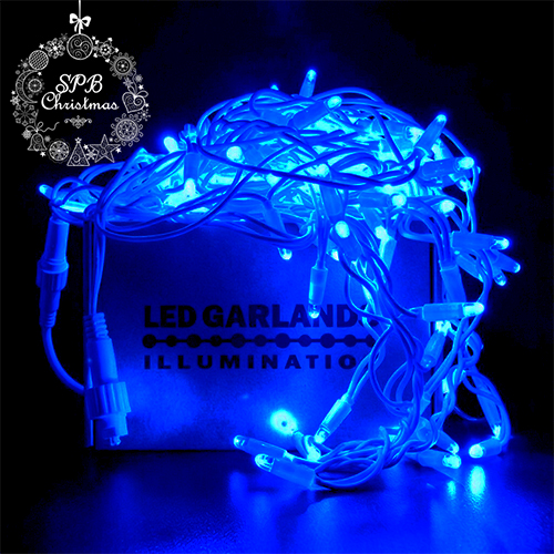 Уличная светодиодная гирлянда бахрома (120LED, 3х0,6м, IP65, белый провод каучук, вспышки) синий-вспышки белый