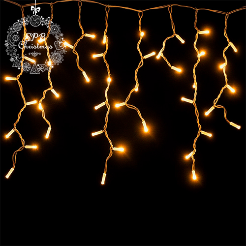 Уличная светодиодная гирлянда бахрома (120LED, 3х0,6м, IP65, белый провод каучук) теплый белый