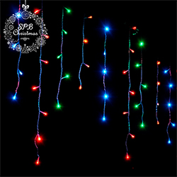 Светодиодная гирлянда бахрома (120LED, 3х0,70м) разноцветная