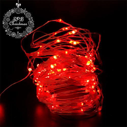 Светодиодная гирлянда нить «Роса» на батарейках (40LED, 4м) красный