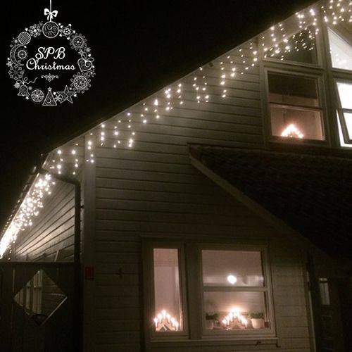 Уличная светодиодная гирлянда бахрома (80LED, 2х0,48м, pro, силиконовый провод) белый