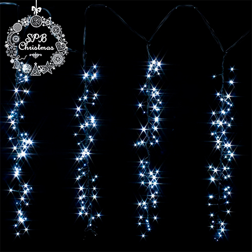 Уличная светодиодная гирлянда бахрома «Фейерверк» (264LED, 3х0,7м, IP54, черный провод) белый