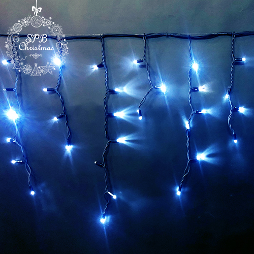 Уличная гирлянда бахрома (150LED, 5х0,7м, IP65, черный провод каучук, вспышки) теплый белый-вспышки белый