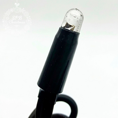 Уличная светодиодная гирлянда нить (100LED, 10м, IP65, черный провод каучук) синий-вспышки белый