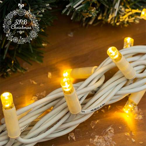 Уличная светодиодная гирлянда нить (100LED, 10м, IP65, белый провод каучук) теплый белый