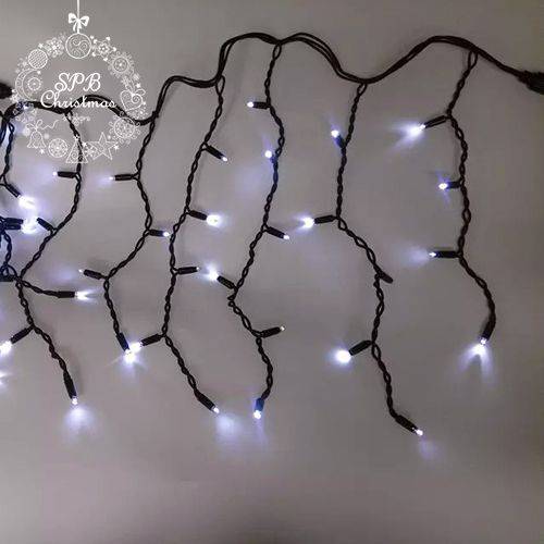Уличная светодиодная гирлянда бахрома (100LED, 2х0,5м, IP65, черный провод каучук) белый