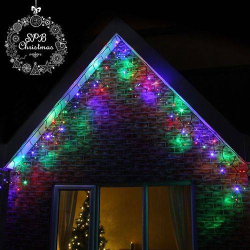 Уличная светодиодная гирлянда бахрома (100LED, 2х0,5м, IP65, черный провод каучук) белый
