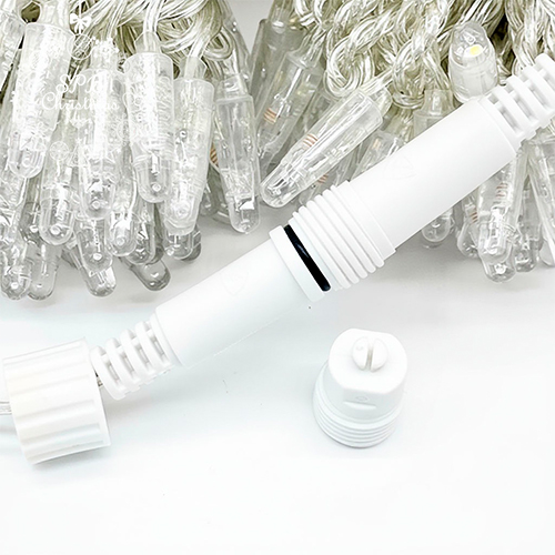 Уличная светодиодная гирлянда нить (100LED, 10м, IP65, прозрачный провод) белый-вспышки белый