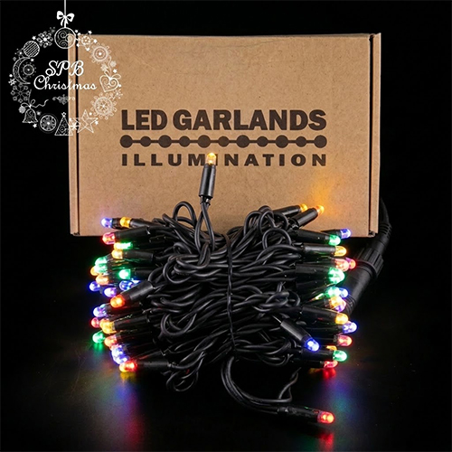 Уличная светодиодная гирлянда нить (100LED, 10м, IP65, черный провод каучук) RGB