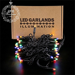 Уличная светодиодная гирлянда нить (100LED, 10м, IP65, черный провод каучук) RGB