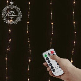 Светодиодная гирлянда занавес «Роса» (200LED, 3х2м, 3,5в) теплый белый