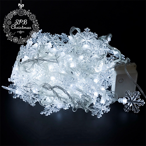 Светодиодная гирлянда с насадками «Снежинки» (100LED, 8м) белый