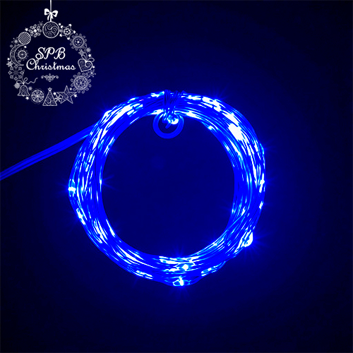Светодиодная гирлянда нить «Роса» от USB (100LED, 10м) синий