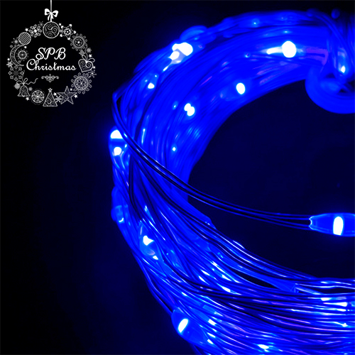 Светодиодная гирлянда нить «Роса» от USB (100LED, 10м) синий