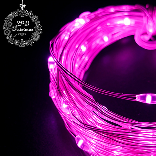 Светодиодная гирлянда нить «Роса» от USB (100LED, 10м) розовый