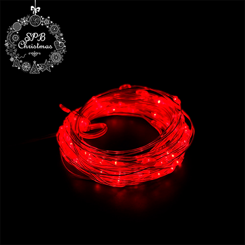Светодиодная гирлянда нить «Роса» от USB (100LED, 10м) красный