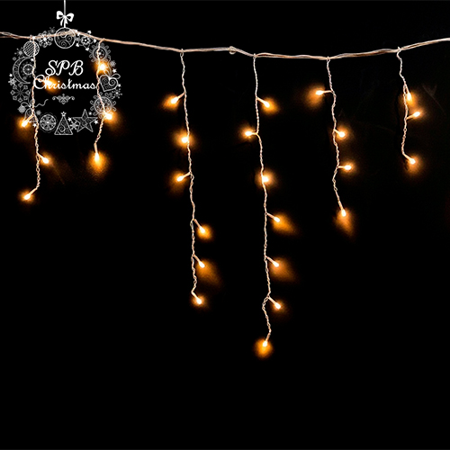 Уличная светодиодная гирлянда бахрома (120LED, 3х0,7м, IP54, белый провод) теплый белый