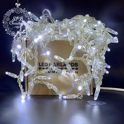Уличная светодиодная гирлянда бахрома (100LED, 3х0,6м, IP65, прозрачный провод) белый
