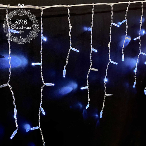 Уличная светодиодная гирлянда бахрома (100LED, 3х0,6м, IP65, прозрачный провод) белый