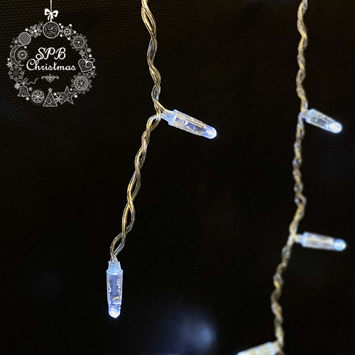 Уличная светодиодная гирлянда бахрома (100LED, 3х0,6м, IP65, прозрачный провод) белый