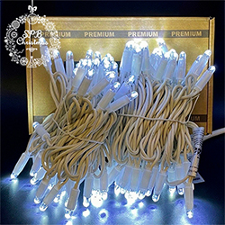 Уличная гирлянда нить PREMIUM (100LED, 10м, IP67, белый провод каучук) белый