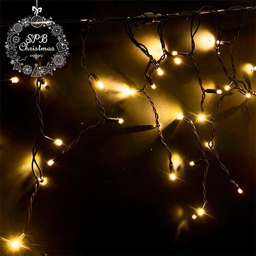 Уличная гирлянда бахрома PREMIUM (120LED, 3х0,6м, IP67, черный провод каучук) теплый белый