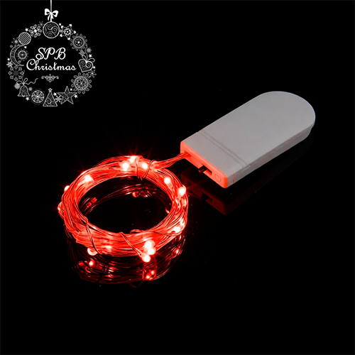 Светодиодная гирлянда нить «Роса - мини» на батарейках (20LED, 2м) красный