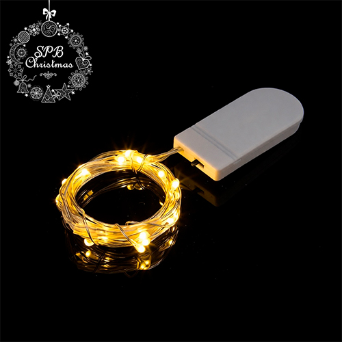 Светодиодная гирлянда нить «Роса - мини» на батарейках (20LED, 2м)  теплый белый