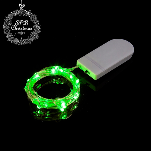 Светодиодная гирлянда нить «Роса - мини» на батарейках (20LED, 2м) зеленый