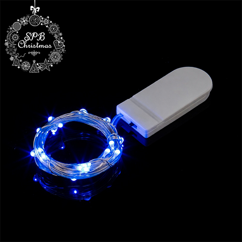 Светодиодная гирлянда нить «Роса - мини» на батарейках (20LED, 2м) синий