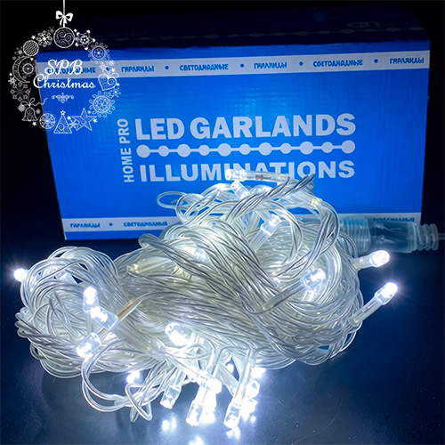 Светодиодная гирлянда нить HOME PRO (50LED, 6м) белый-вспышки белый