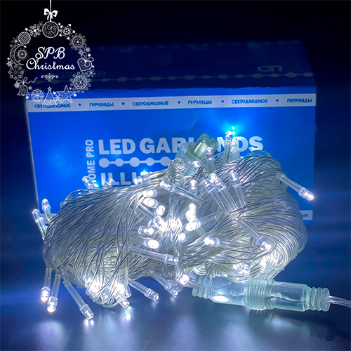 Светодиодная гирлянда нить HOME PRO (100LED, 12м) белый-вспышки белый