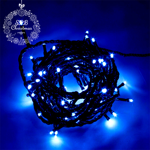 Уличная светодиодная гирлянда нить (180LED, 17м, IP54, черный провод) синий