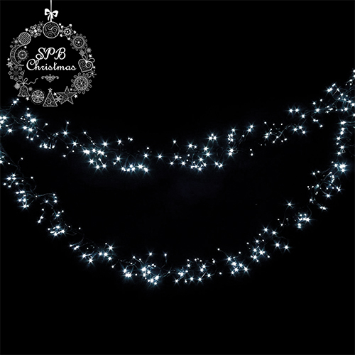 Уличная светодиодная гирлянда нить «Фейерверк» (300LED, 5,5м, IP54, черный провод) белый