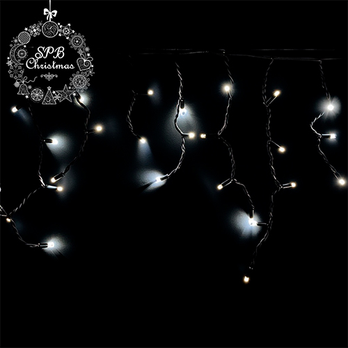 Уличная гирлянда бахрома PRO (102LED, 3х0,5м, IP67, черный провод каучук) белый