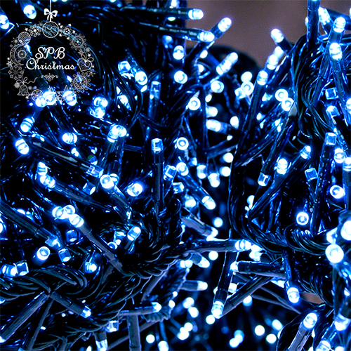 Уличная светодиодная гирлянда нить «Фейерверк» (300LED, 5,5м, IP54, черный провод) синий