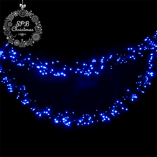 Уличная светодиодная гирлянда нить «Фейерверк» (300LED, 5,5м, IP54, черный провод) синий