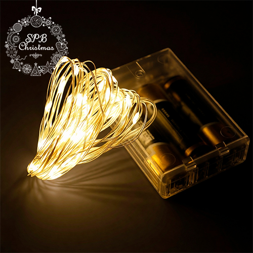 Светодиодная гирлянда нить «Роса» на батарейках (30LED, 3м) теплый белый