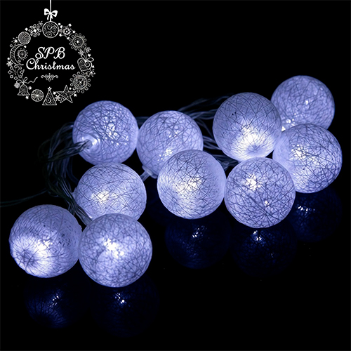 Шарики из ниток белые на батарейках 10LED белый